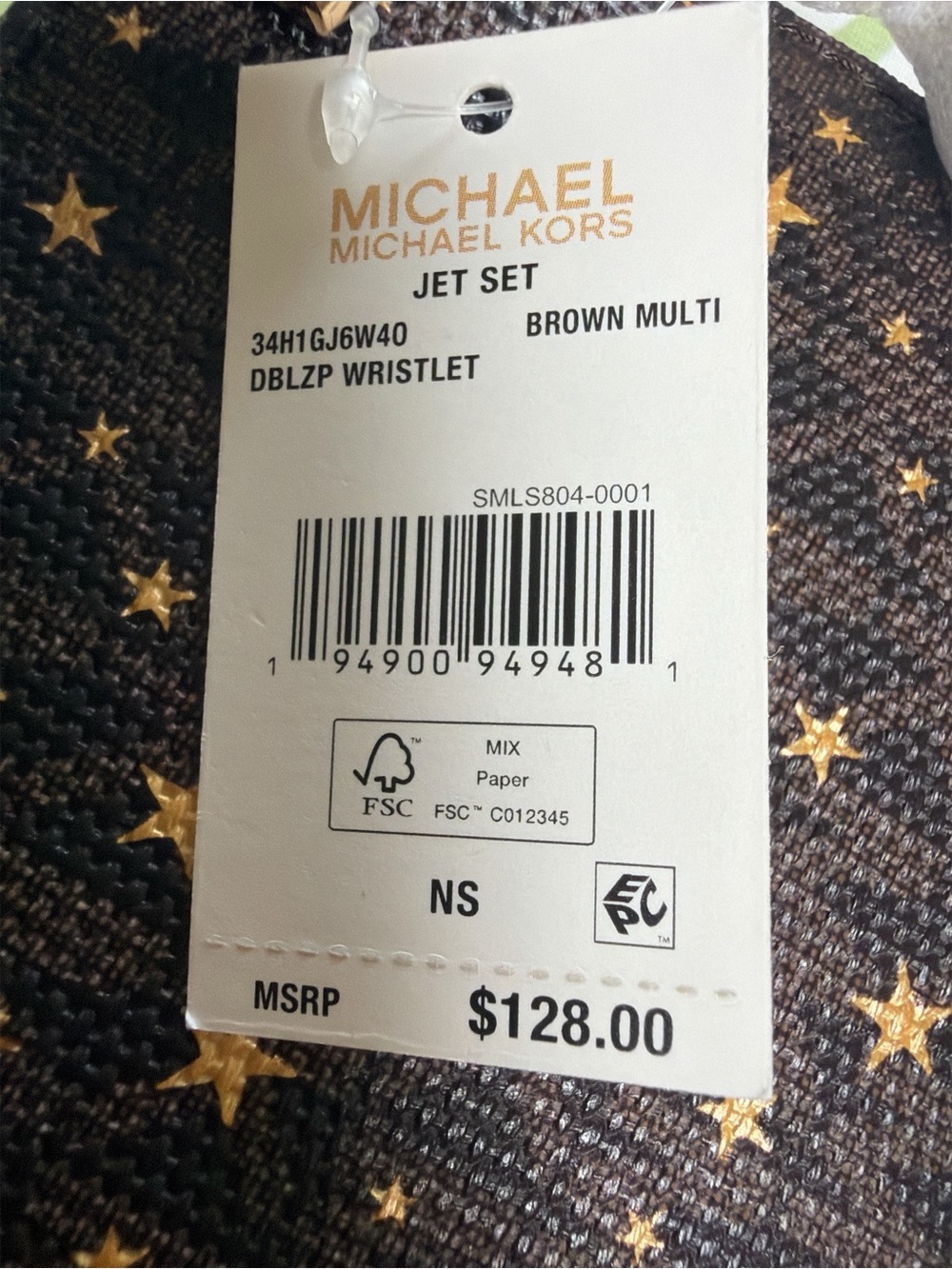 Michael Kors Jet Set Double Zip Wristlet Brown Multi Star Print Wallet Phone - Picture 6 of 6